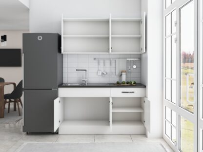 Bucatarie Sofia 140 cm, alb, blat termic alb - imagine 3