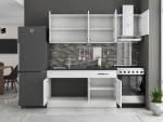 Bucatarie Sofia 200 cm, alb, blat termic wenge, corp hota - imagine 3