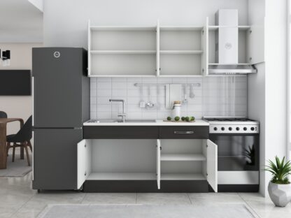 Bucatarie Sofia 200 cm, alb / wenge, blat termic alb, corp hota - imagine 3