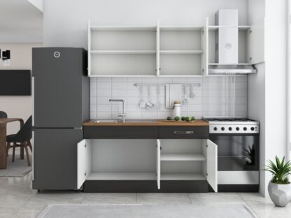 Bucatarie Sofia 200 cm, alb / wenge, blat termic nuc, corp hota - imagine 3