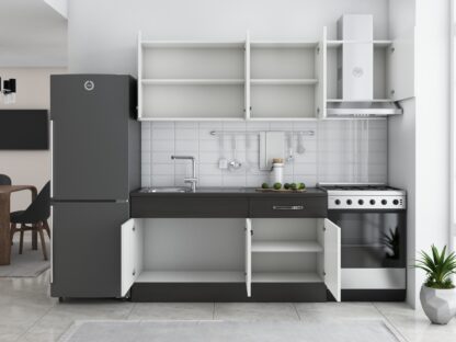 Bucatarie Sofia 200 cm, alb / wenge, blat termic wenge, corp hota - imagine 3