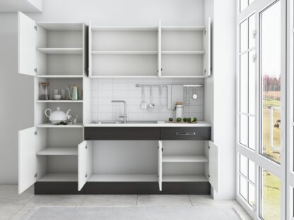 Bucatarie Sofia 200 cm, alb / wenge, blat termic alb, corp cuptor incorporabil - imagine 4