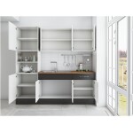 Bucatarie Sofia 200 cm, alb / wenge, blat termic nuc, corp cuptor incorporabil - imagine 3