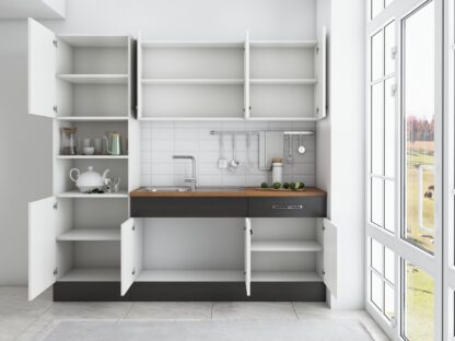 Bucatarie Sofia 200 cm, alb / wenge, blat termic nuc, corp cuptor incorporabil - imagine 3