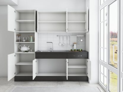 Bucatarie Sofia 200 cm, alb / wenge, blat termic wenge, corp cuptor incorporabil - imagine 4