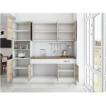 Bucatarie Sofia 200 cm, sonoma / alb, blat termic nuc, corp cuptor incorporabil - imagine 4