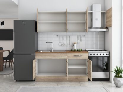 Bucatarie Sofia 200 cm, sonoma, blat termic nuc, corp hota - imagine 3