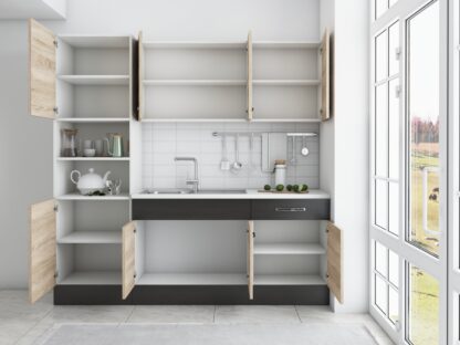 Bucatarie Sofia 200 cm, sonoma / wenge, blat termic alb, corp cuptor incorporabil - imagine 4