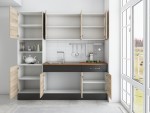 Bucatarie Sofia 200 cm, sonoma / wenge, blat termic nuc, corp cuptor incorporabil - imagine 4