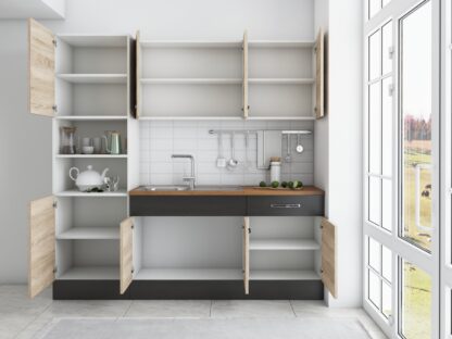 Bucatarie Sofia 200 cm, sonoma / wenge, blat termic nuc, corp cuptor incorporabil - imagine 4