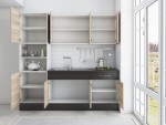 Bucatarie Sofia 200 cm, sonoma / wenge, blat termic wenge, corp cuptor incorporabil - imagine 4