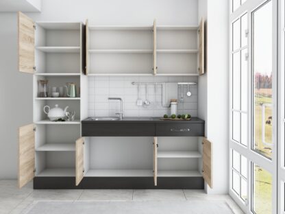 Bucatarie Sofia 200 cm, sonoma / wenge, blat termic wenge, corp cuptor incorporabil - imagine 4