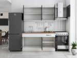 Bucatarie Sofia 200 cm, wenge / alb, blat termic nuc, corp hota - imagine 3