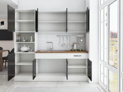 Bucatarie Sofia 200 cm, wenge / alb, blat termic nuc, corp cuptor incorporabil - imagine 4