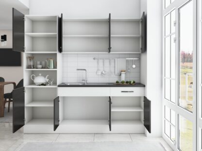 Bucatarie Sofia 200 cm, wenge / alb, blat termic wenge, corp cuptor incorporabil - imagine 4