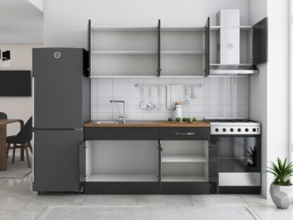 Bucatarie Sofia 200 cm, wenge, blat termic nuc, corp hota - imagine 3