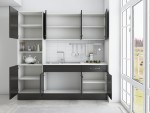 Bucatarie Sofia 200 cm, wenge, blat termic alb, corp cuptor incorporabil - imagine 4