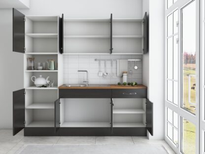 Bucatarie Sofia 200 cm, wenge, blat termic nuc, corp cuptor incorporabil - imagine 4