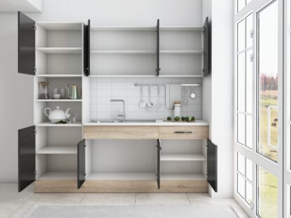 Bucatarie Sofia 200 cm, wenge / sonoma, blat termic alb, corp cuptor incorporabil - imagine 4