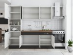 Bucatarie Sofia 260 cm, alb / wenge, blat termic nuc, corp cuptor incorporabil - imagine 4