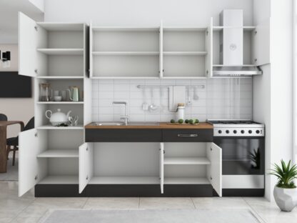 Bucatarie Sofia 260 cm, alb / wenge, blat termic nuc, corp cuptor incorporabil - imagine 4