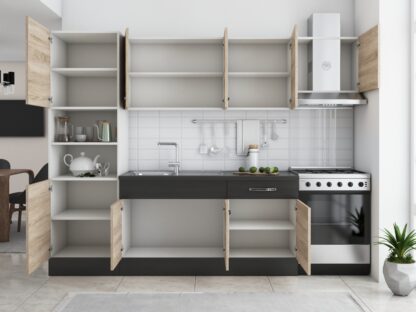 Bucatarie Sofia 260 cm, sonoma / wenge, blat termic wenge, corp cuptor incorporabil - imagine 4