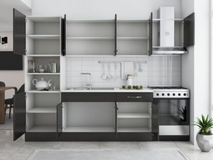 Bucatarie Sofia 260 cm, wenge, blat termic alb, corp cuptor incorporabil - imagine 4