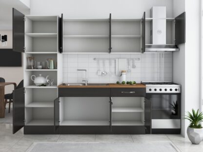 Bucatarie Sofia 260 cm, wenge, blat termic nuc, corp cuptor incorporabil - imagine 4