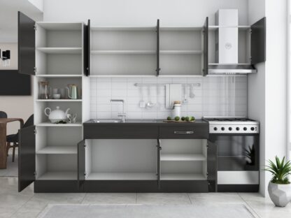 Bucatarie Sofia 260 cm, wenge, blat termic wenge, corp cuptor incorporabil - imagine 4