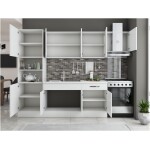 Bucatarie Sofia 260 cm, alb, blat termic alb, corp cuptor incorporabil - imagine 4