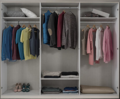 Dormitor Matrix, alb/negru lucios, Dulap 260 cm, Pat 160x200, 2 noptiere, comoda - imagine 4