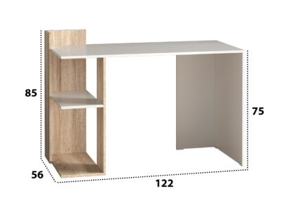 Birou Coral, alb / sonoma, PAL, 122x56x75 cm - imagine 3