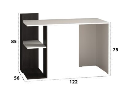 Birou Coral, alb / wenge, 122x56x75 cm - imagine 3
