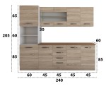 Bucatarie Alfa 240 cm, sonoma, blat termic nuc, corp inalt cuptor - imagine 6