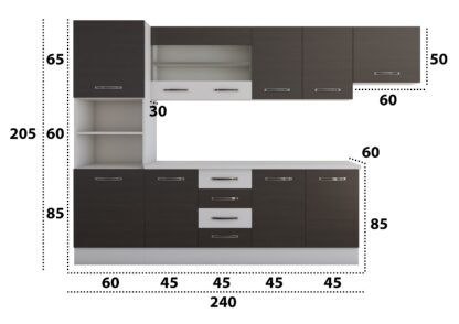 Bucatarie Alfa 300 cm, wenge / alb, blat termic alb, corp inalt cuptor si corp hota - imagine 4