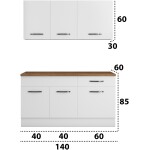 Bucatarie Sofia 140 cm, alb, blat termic nuc - imagine 4