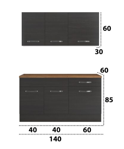 Bucatarie Sofia 140 cm, wenge, blat termic nuc - imagine 4