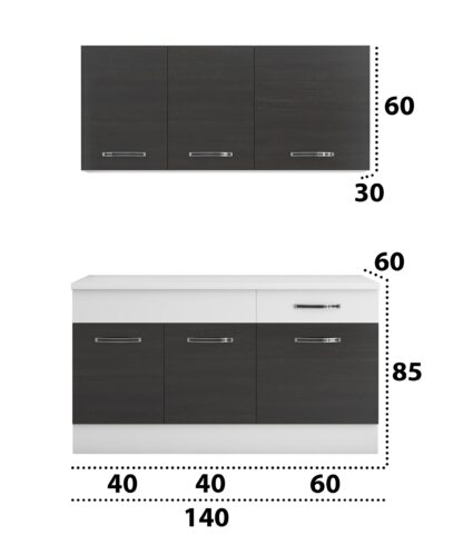Bucatarie Sofia 140 cm, wenge / alb, blat termic alb - imagine 4