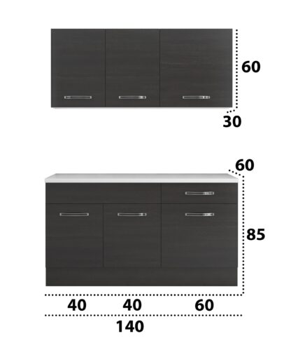 Bucatarie Sofia 140 cm, wenge, blat termic alb - imagine 4