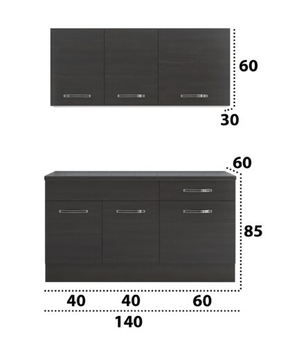 Bucatarie Sofia 140 cm, wenge, blat termic wenge - imagine 5