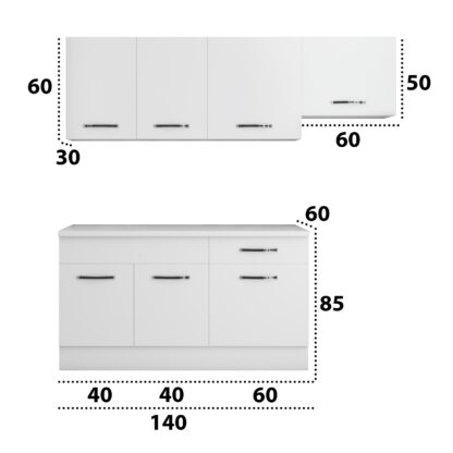 Bucatarie Sofia 200 cm, alb, blat termic alb, corp hota - imagine 4