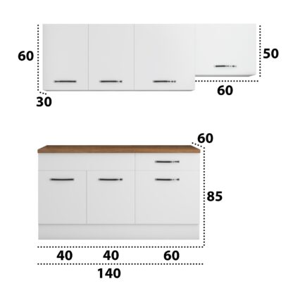 Bucatarie Sofia 200 cm, alb, blat termic nuc, corp hota - imagine 4