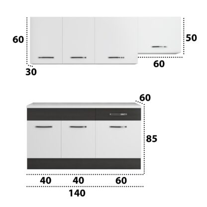 Bucatarie Sofia 200 cm, alb / wenge, blat termic alb, corp hota - imagine 5
