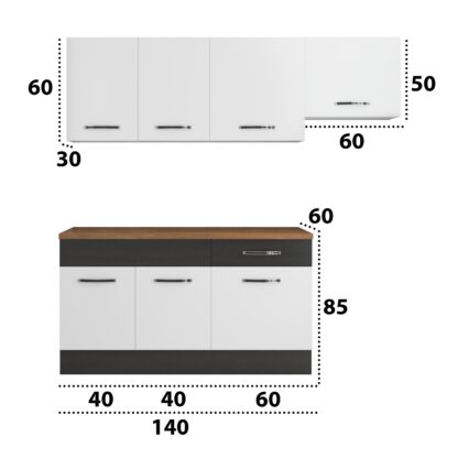 Bucatarie Sofia 200 cm, alb / wenge, blat termic nuc, corp hota - imagine 5