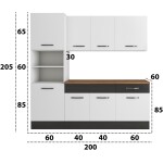 Bucatarie Sofia 200 cm, alb / wenge, blat termic nuc, corp cuptor incorporabil - imagine 6