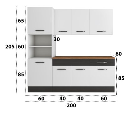 Bucatarie Sofia 200 cm, alb / wenge, blat termic nuc, corp cuptor incorporabil - imagine 6