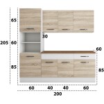 Bucatarie Sofia 200 cm, sonoma / alb, blat termic nuc, corp cuptor incorporabil - imagine 6