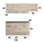 Bucatarie Sofia 200 cm, sonoma, blat termic wenge, corp hota - imagine 5