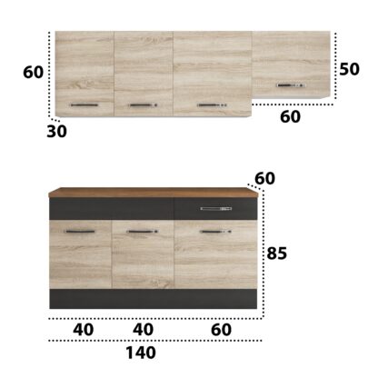 Bucatarie Sofia 200 cm, sonoma / wenge, blat termic nuc, corp hota - imagine 5