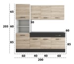 Bucatarie Sofia 200 cm, sonoma / wenge, blat termic wenge, corp cuptor incorporabil - imagine 6